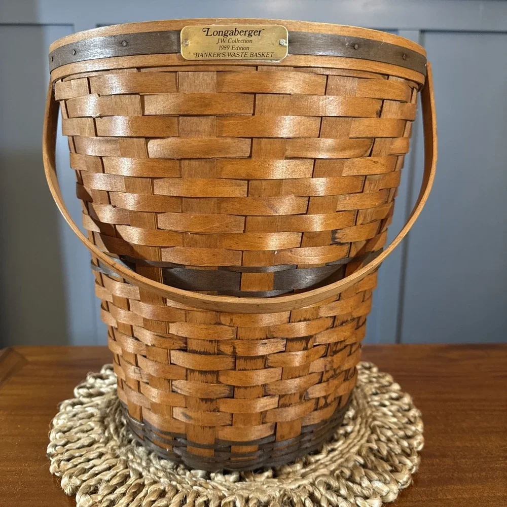 Vintage Longaberger 1989‎ JW Collection Bankers Waste Basket 12.5 x 13.5